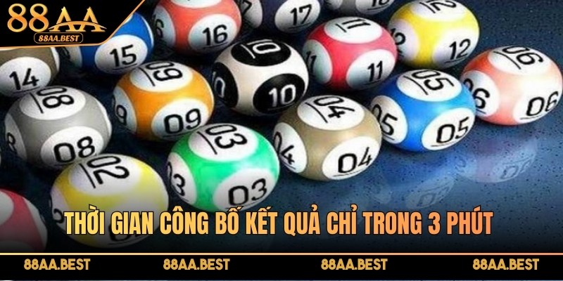 Xổ số miền Bắc 3 phút tại 88AA - hấp dẫn, kịch tính đáng đầu tư 3 Thời gian công bố kết quả chỉ trong 3 phút tạo cảm giác kịch tính